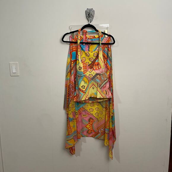 (2) Van Leve M swimsuit skirt handkerchief maxi tankini French tropical summer - Picture 1 of 16